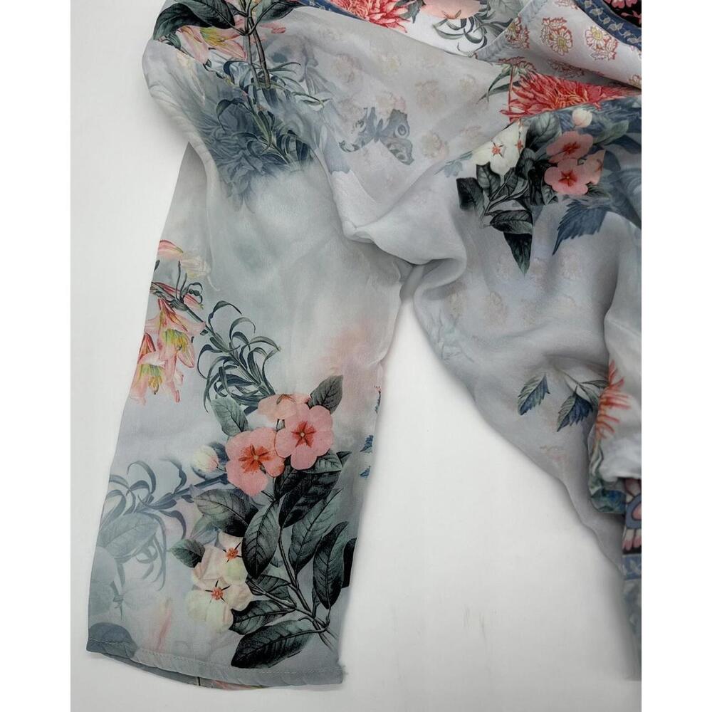 Feathers By Tolani Blouse Womens Small Floral Faux Wrap Lightweight‎ Top - Picture 3 of 5